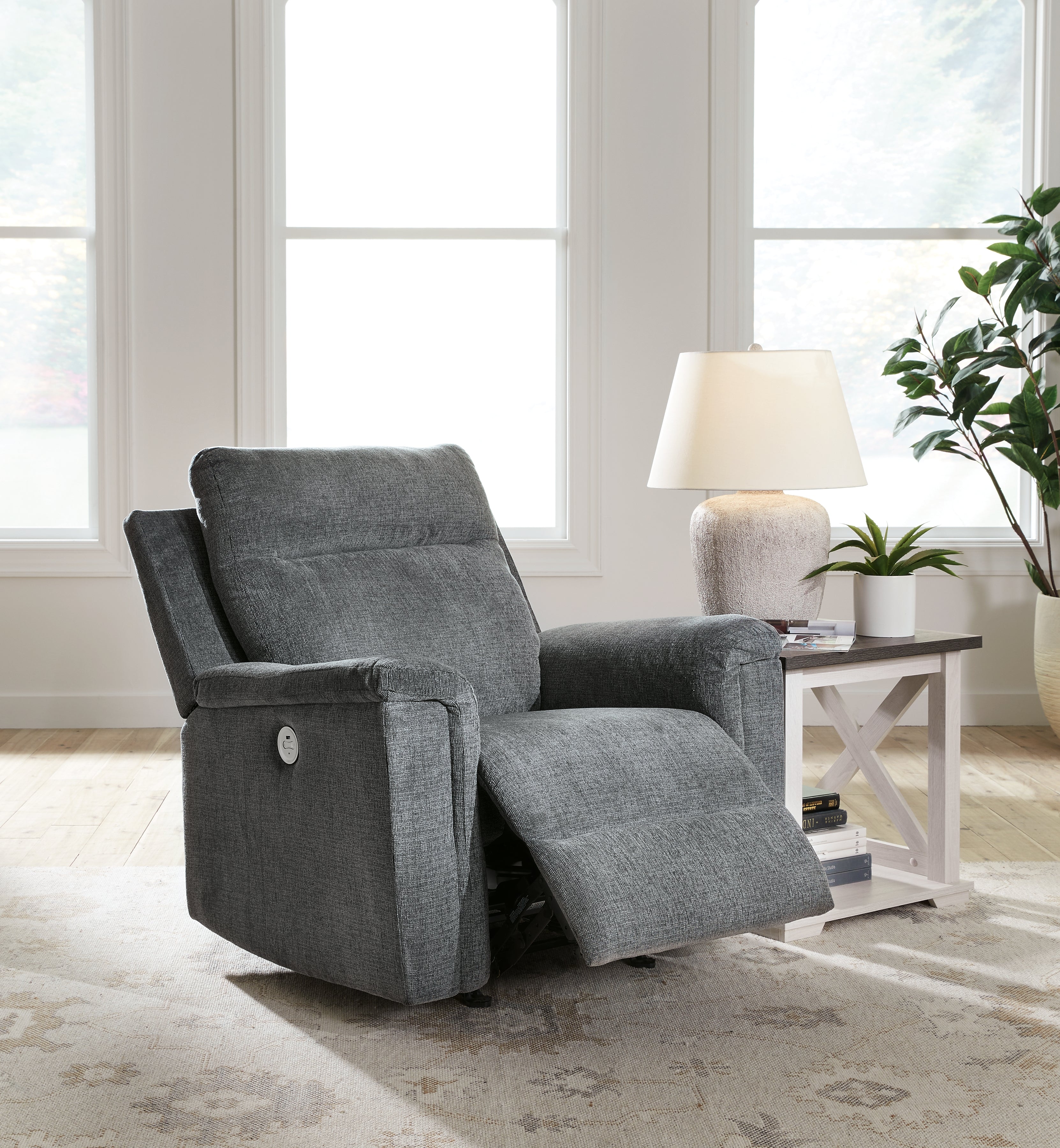 Barnsana Gravel Micro Chenille Power Recliner