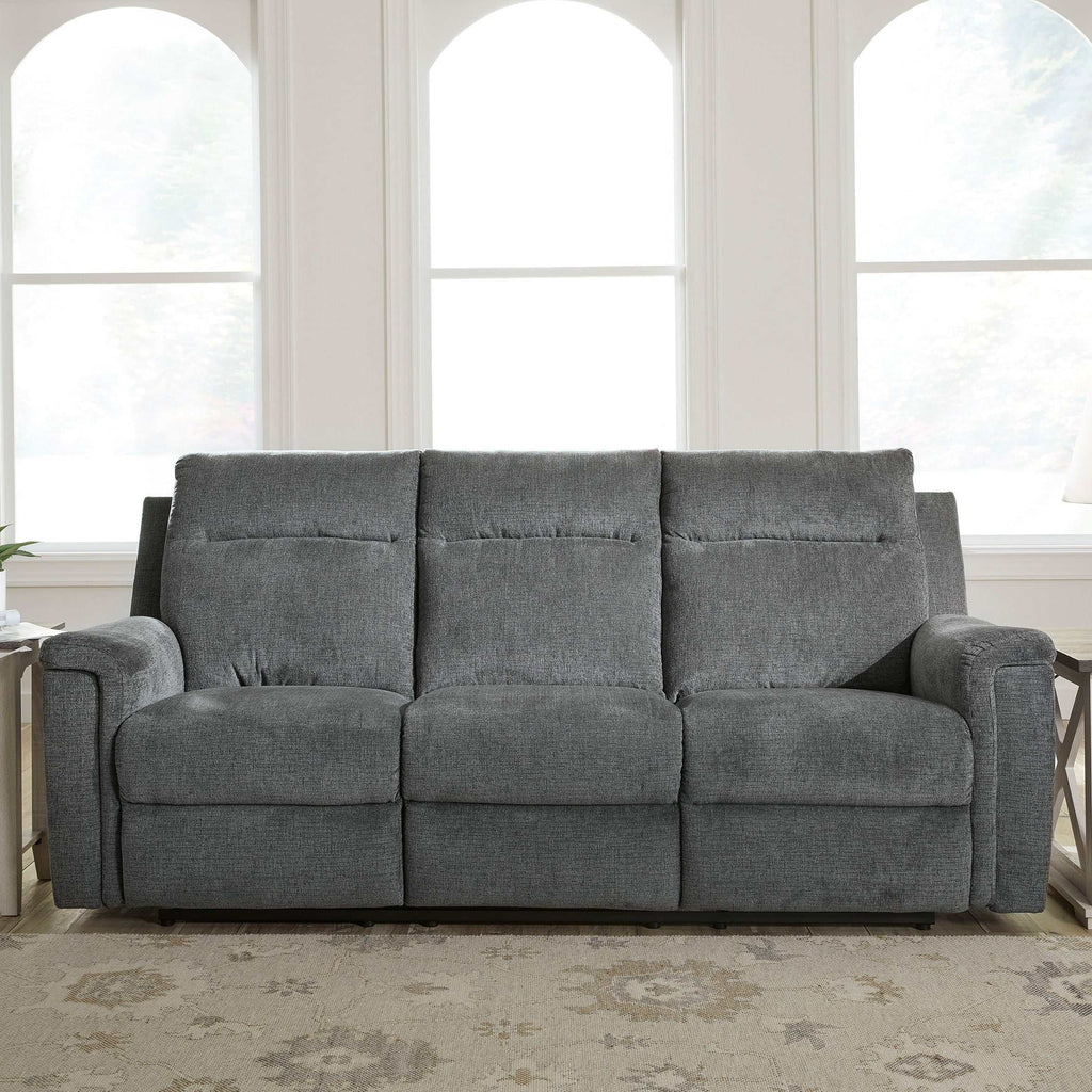 Barnsana Gravel Micro Chenille Power Reclining Living Room Set / 2pc