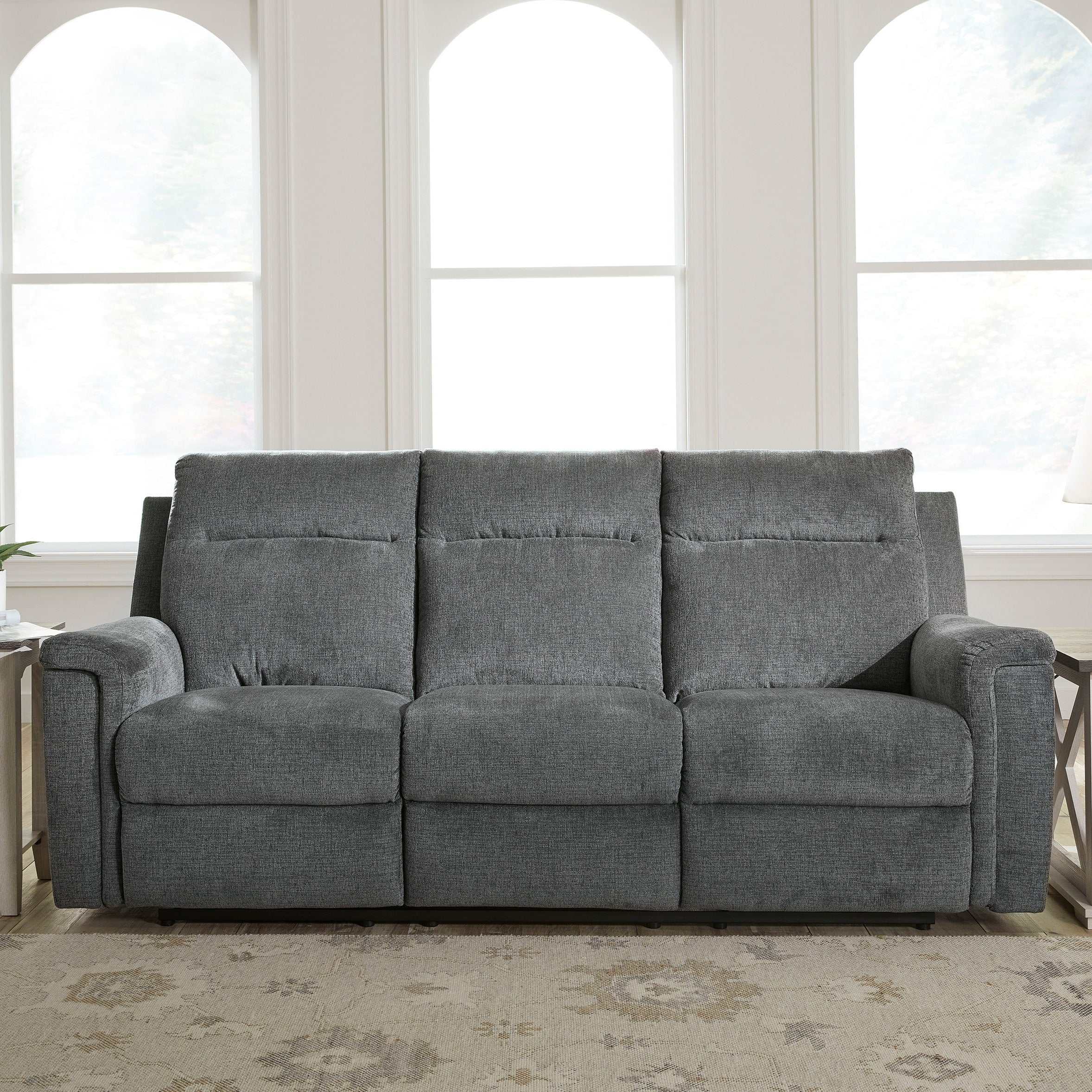 Barnsana Gravel Micro Chenille Power Reclining Living Room Set / 2pc