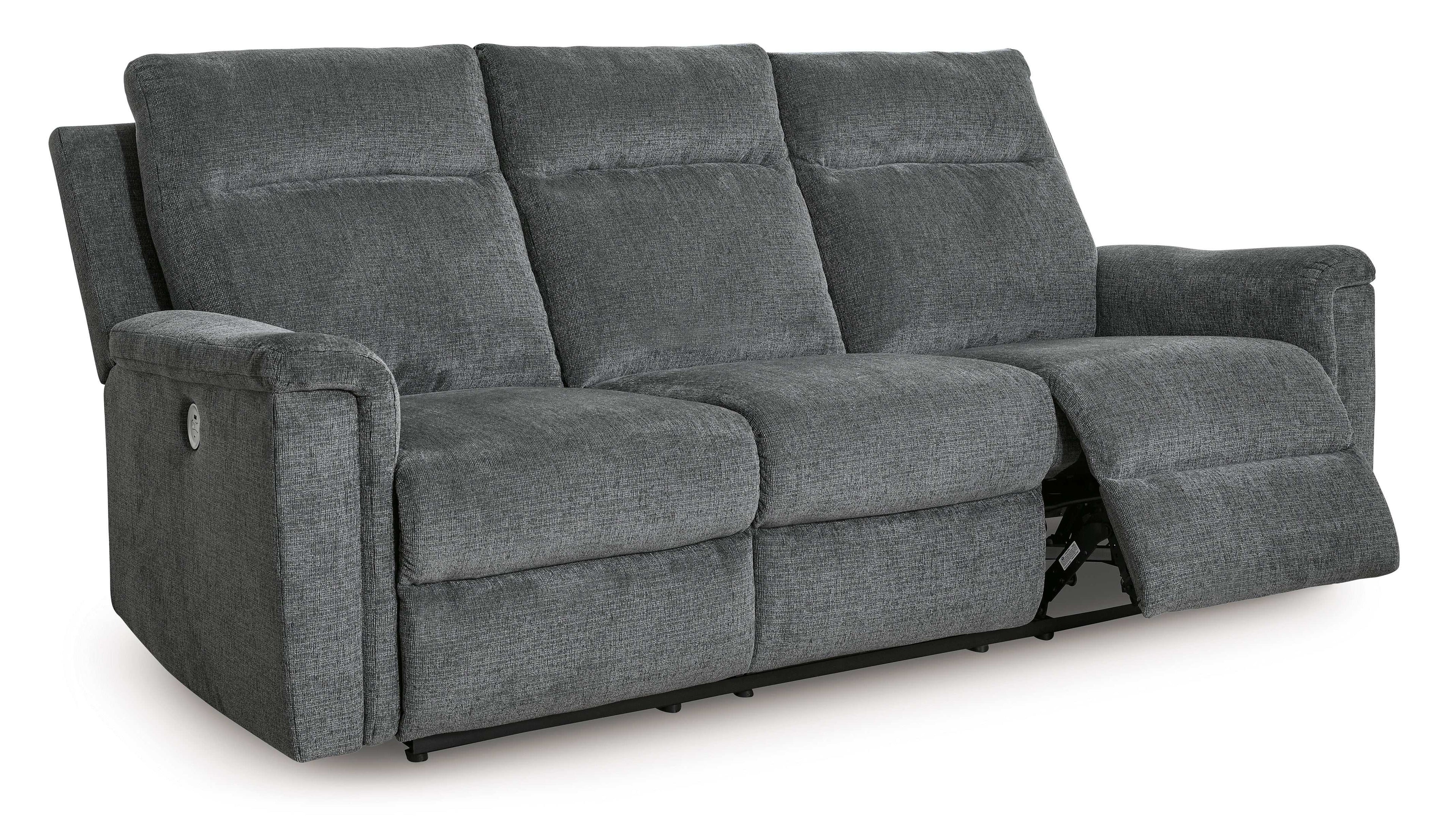 Barnsana Gravel Micro Chenille Power Reclining Living Room Set / 2pc