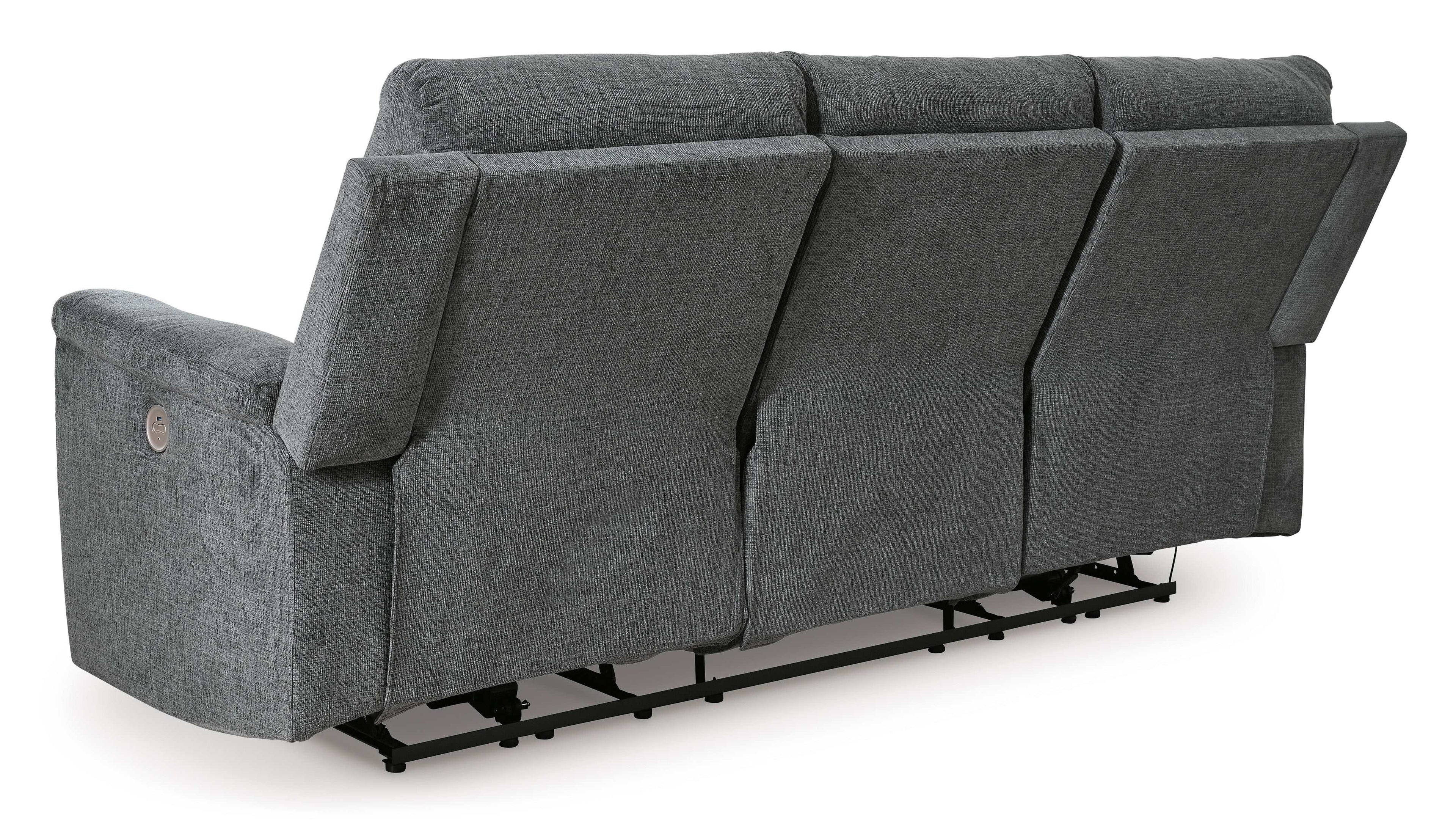 Barnsana Gravel Micro Chenille Power Reclining Living Room Set / 2pc