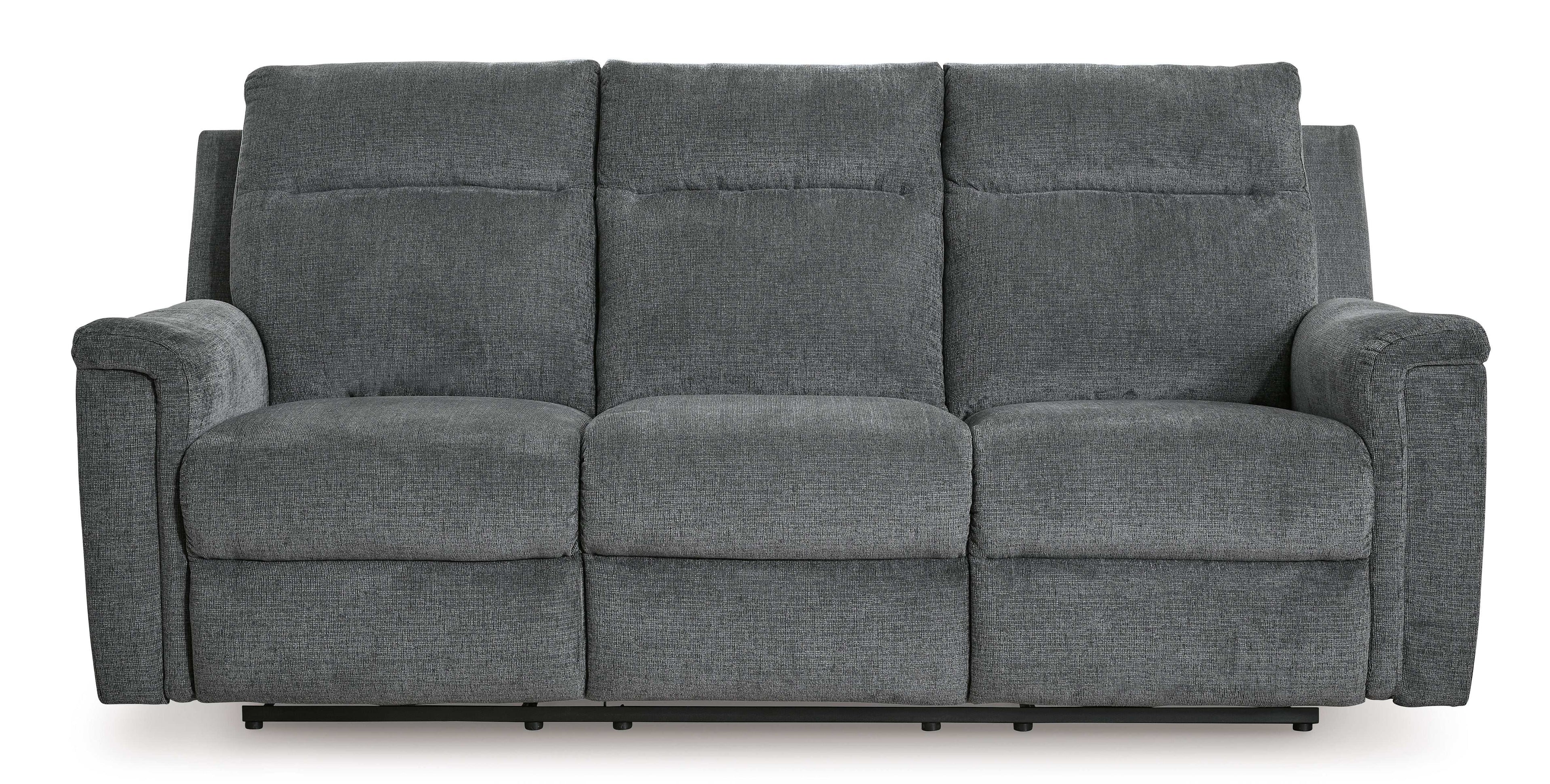 Barnsana Gravel Micro Chenille Power Reclining Living Room Set / 2pc