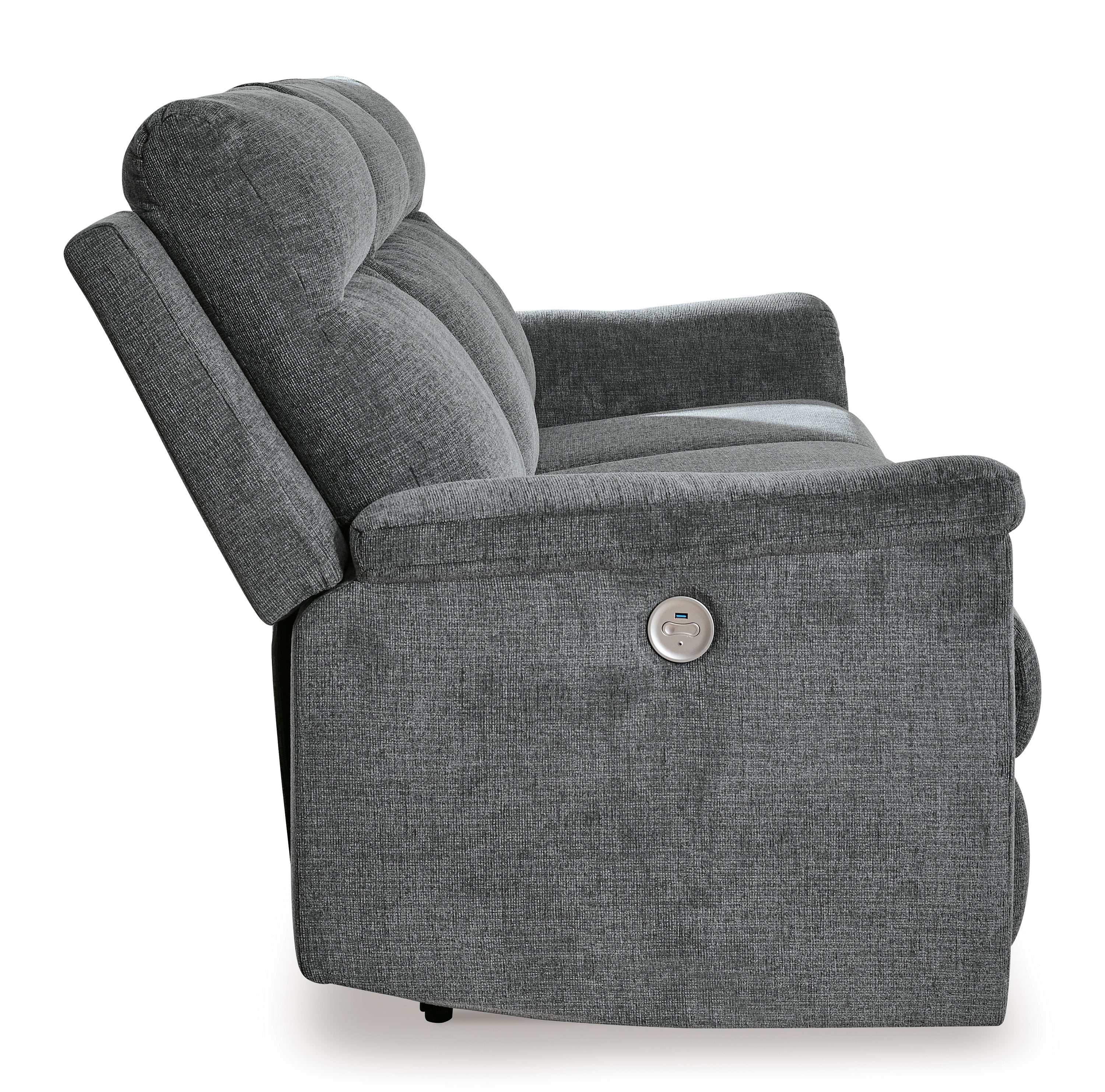 Barnsana Gravel Micro Chenille Power Reclining Living Room Set / 2pc