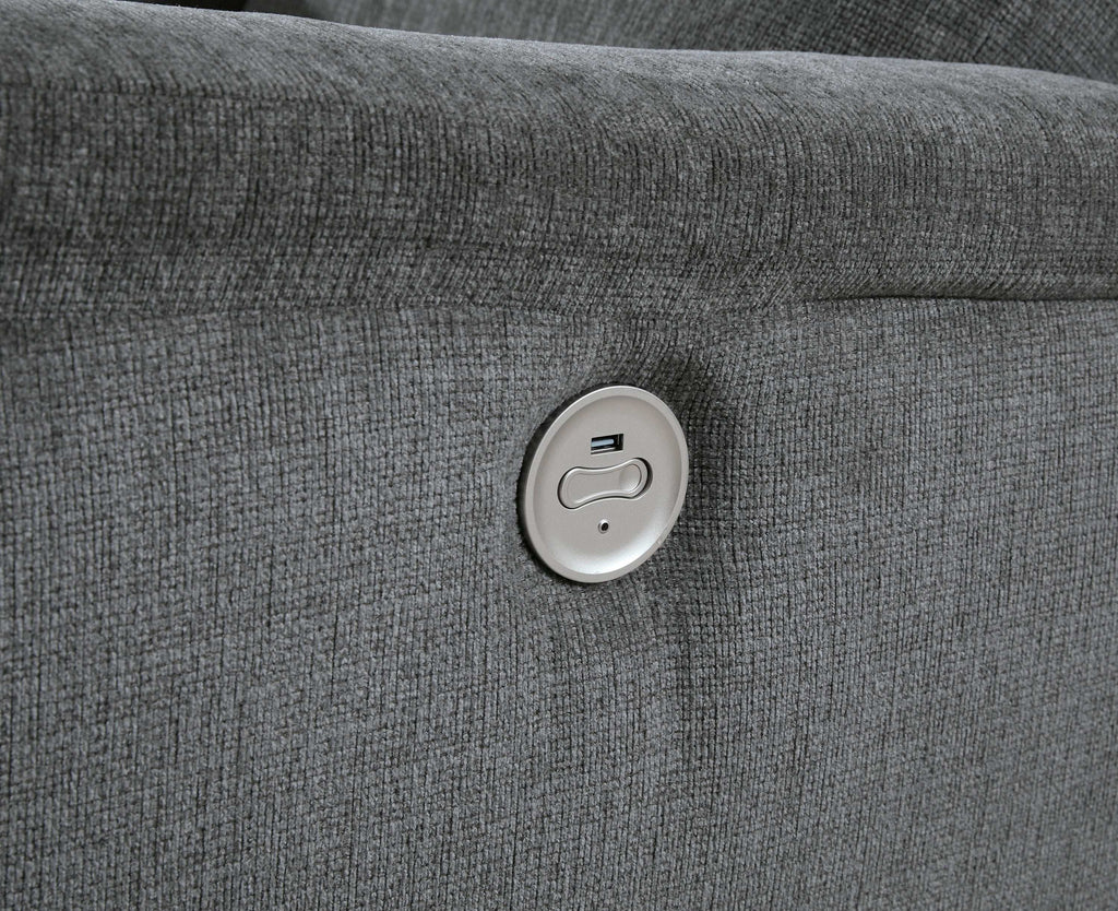Barnsana Gravel Micro Chenille Power Reclining Living Room Set / 2pc