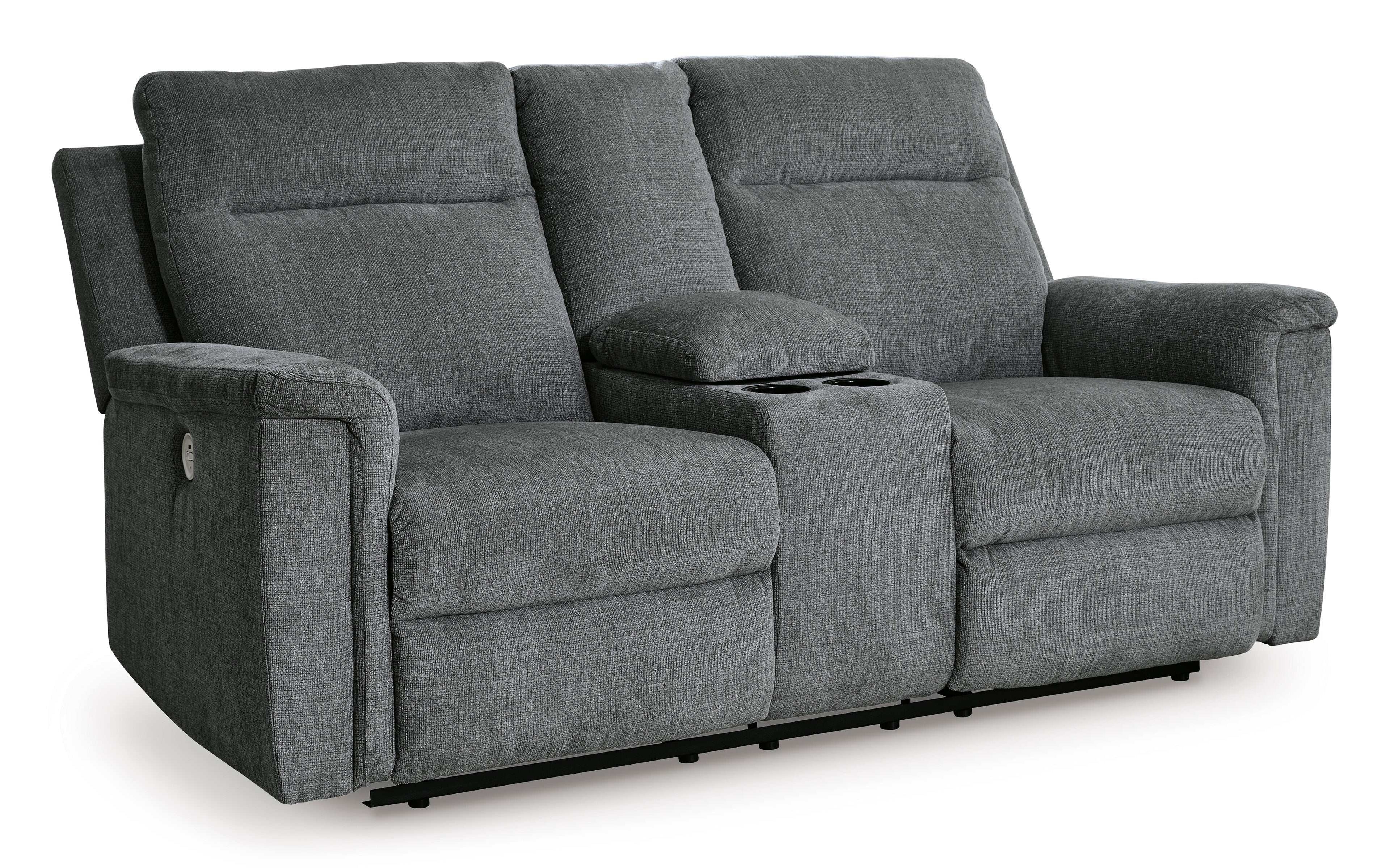 Barnsana Gravel Micro Chenille Power Reclining Living Room Set / 2pc