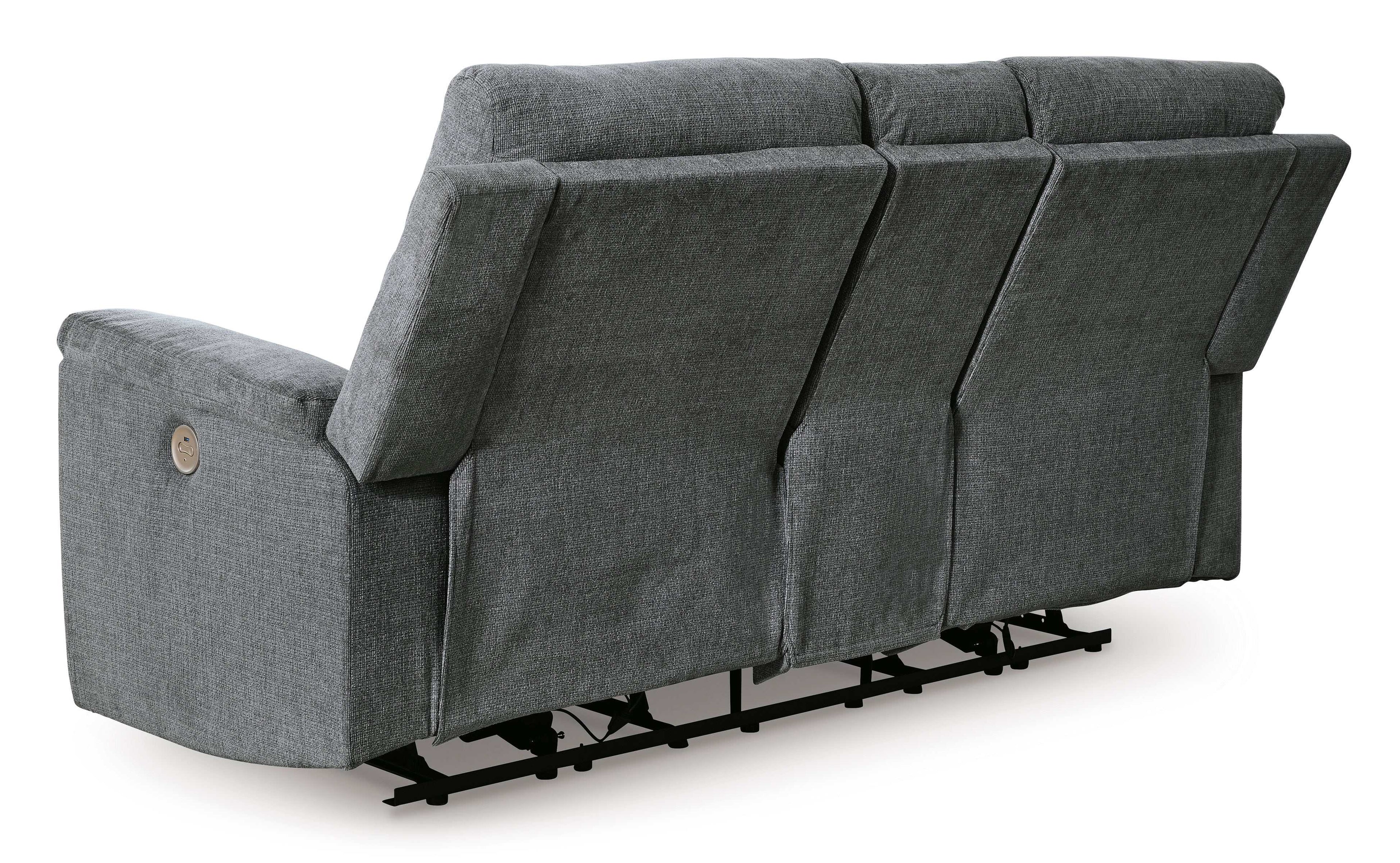 Barnsana Gravel Micro Chenille Power Reclining Living Room Set / 2pc