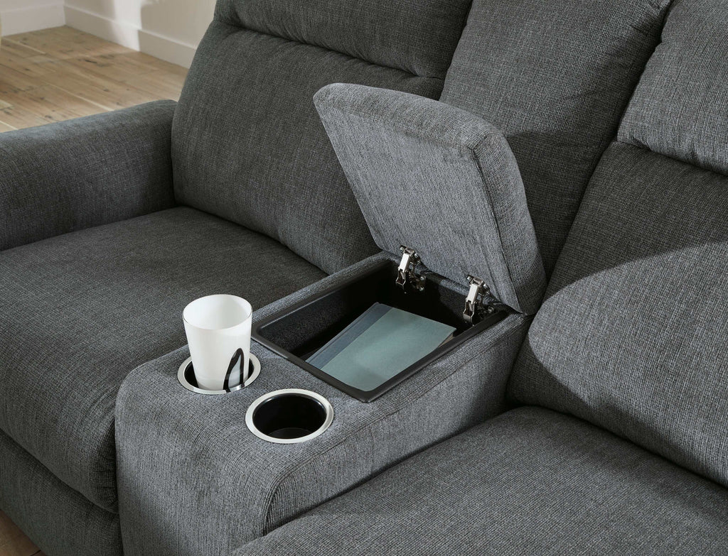 Barnsana Gravel Micro Chenille Power Reclining Living Room Set / 2pc
