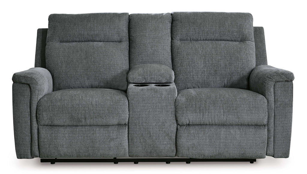Barnsana Gravel Micro Chenille Power Reclining Living Room Set / 2pc