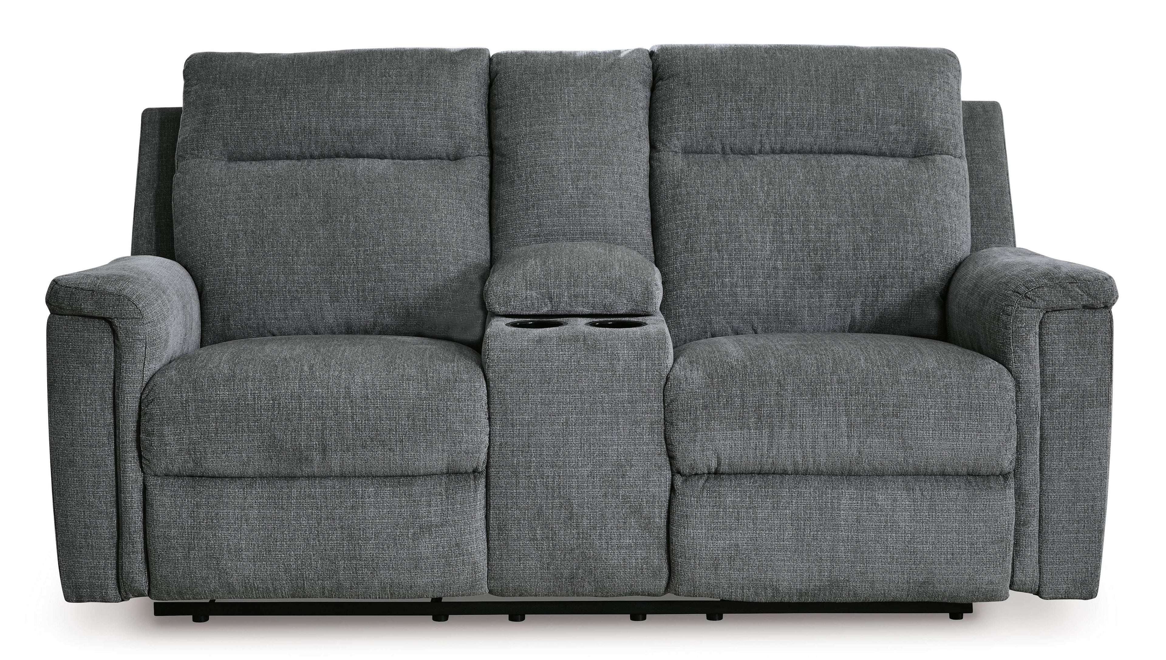 Barnsana Gravel Micro Chenille Power Reclining Living Room Set / 2pc