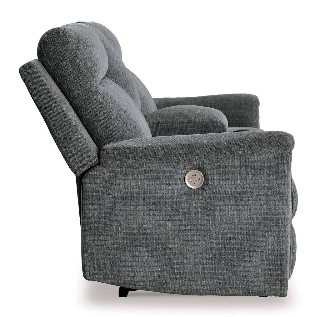 Barnsana Gravel Micro Chenille Power Reclining Living Room Set / 2pc