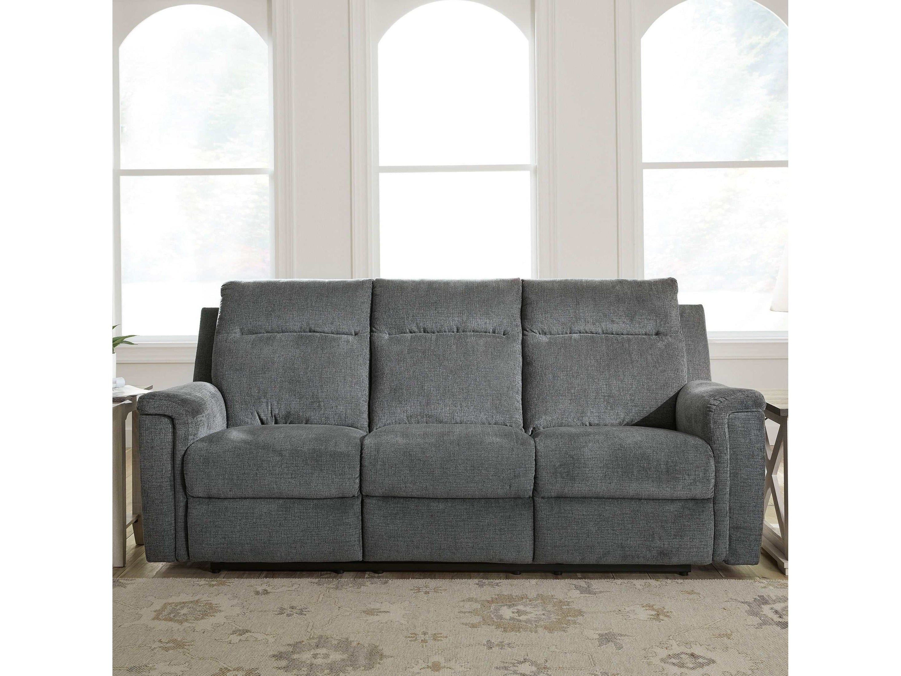 Barnsana Gravel Micro Chenille Power Reclining Living Room Set / 3pc