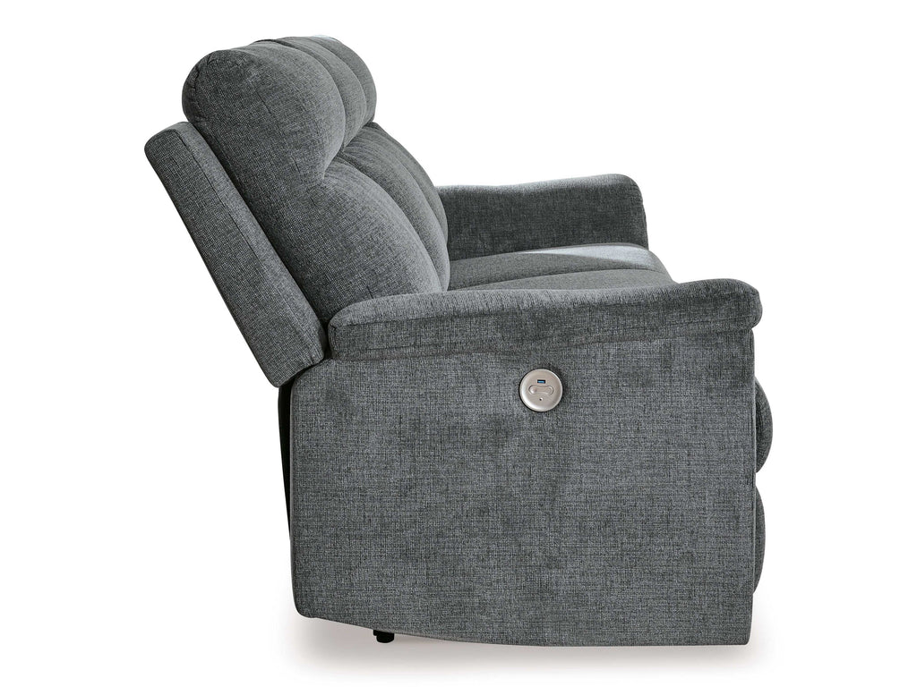 Barnsana Gravel Micro Chenille Power Reclining Living Room Set / 3pc