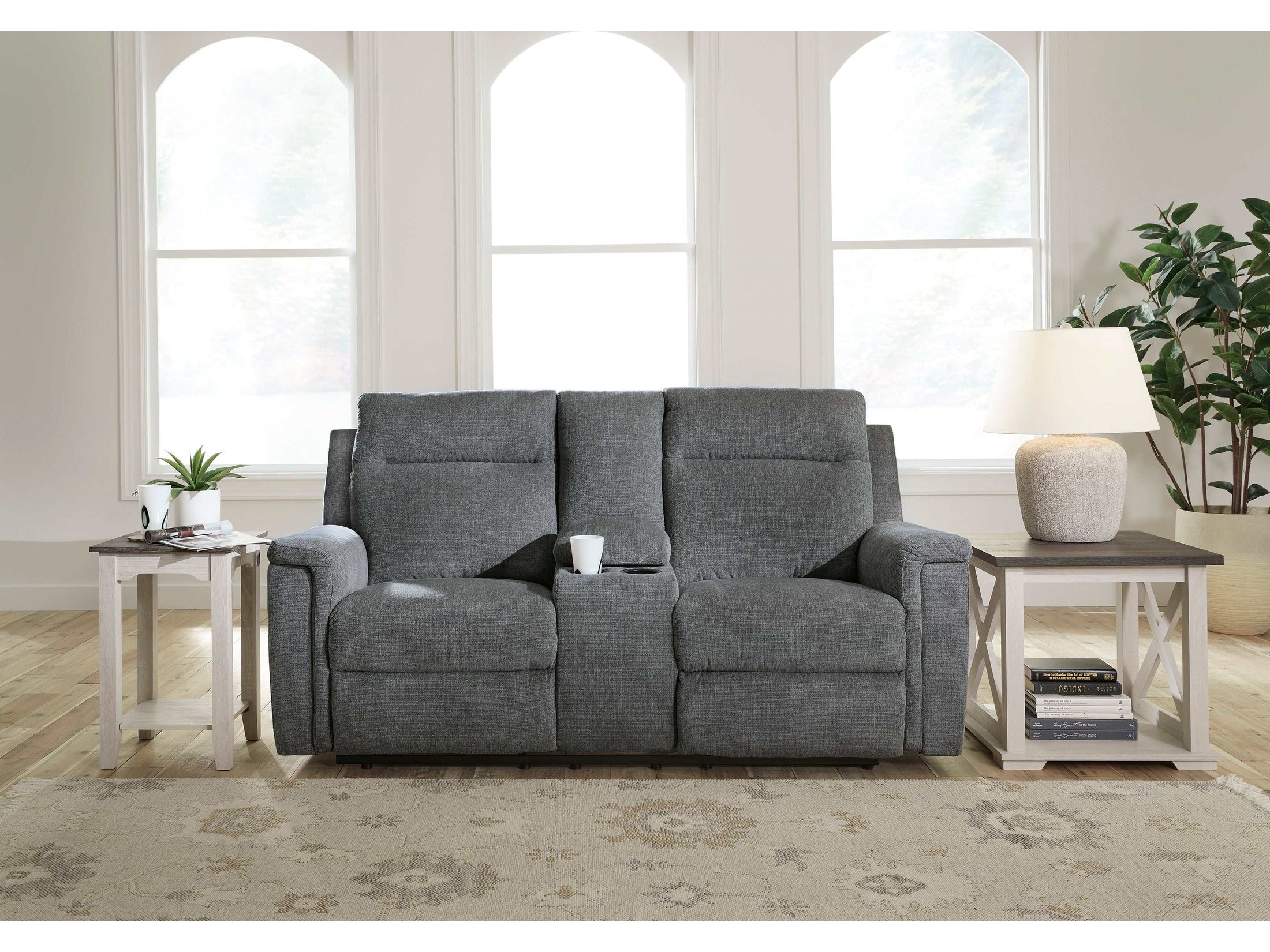 Barnsana Gravel Micro Chenille Power Reclining Living Room Set / 3pc