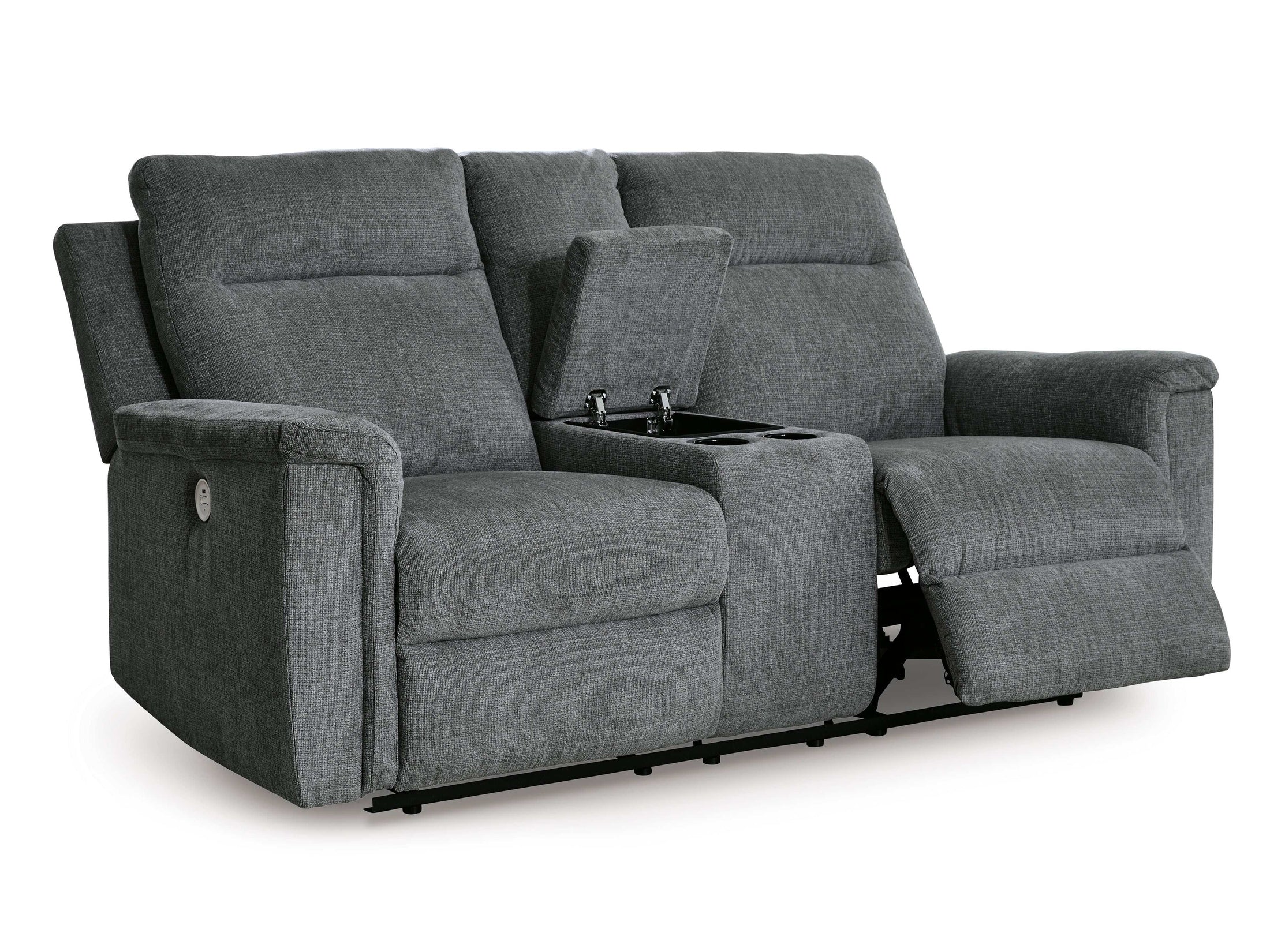 Barnsana Gravel Micro Chenille Power Reclining Living Room Set / 3pc