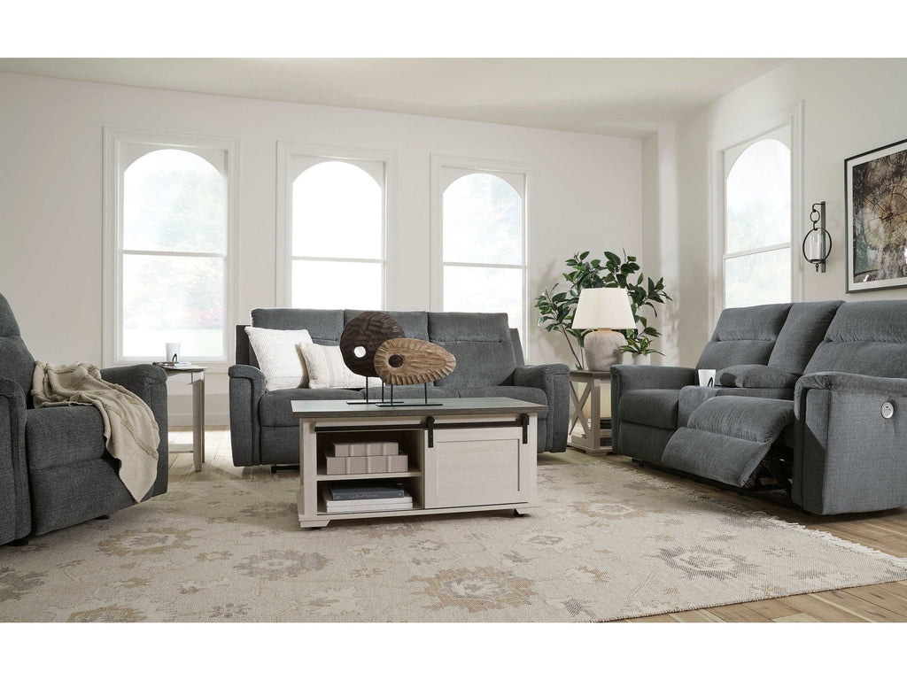 Barnsana Gravel Micro Chenille Power Reclining Living Room Set / 3pc