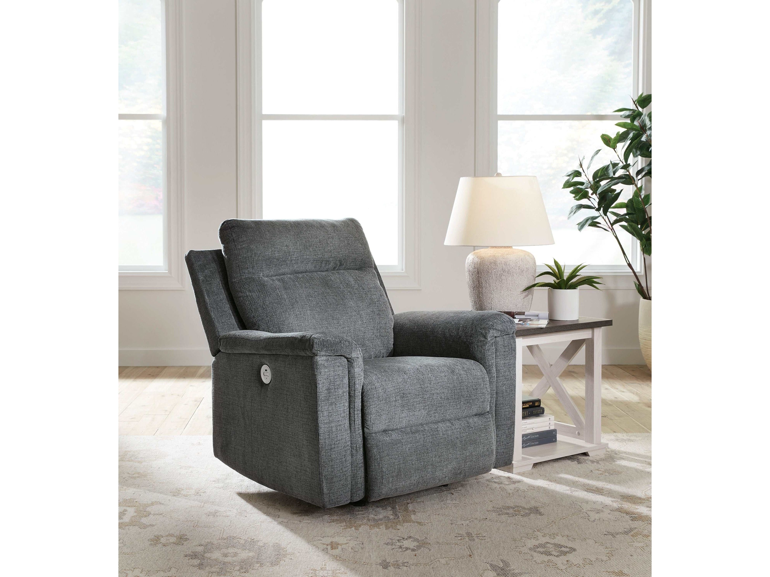 Barnsana Gravel Micro Chenille Power Reclining Living Room Set / 3pc