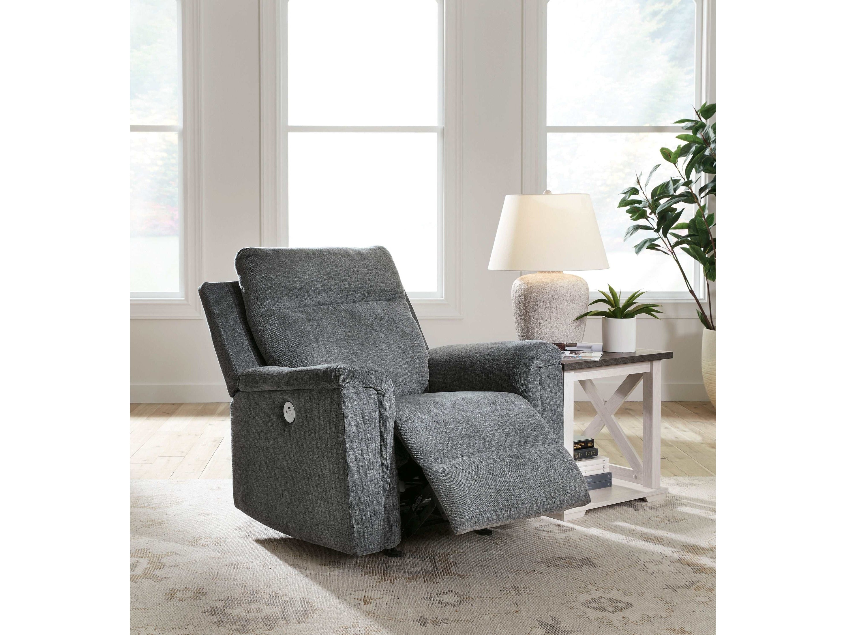Barnsana Gravel Micro Chenille Power Reclining Living Room Set / 3pc