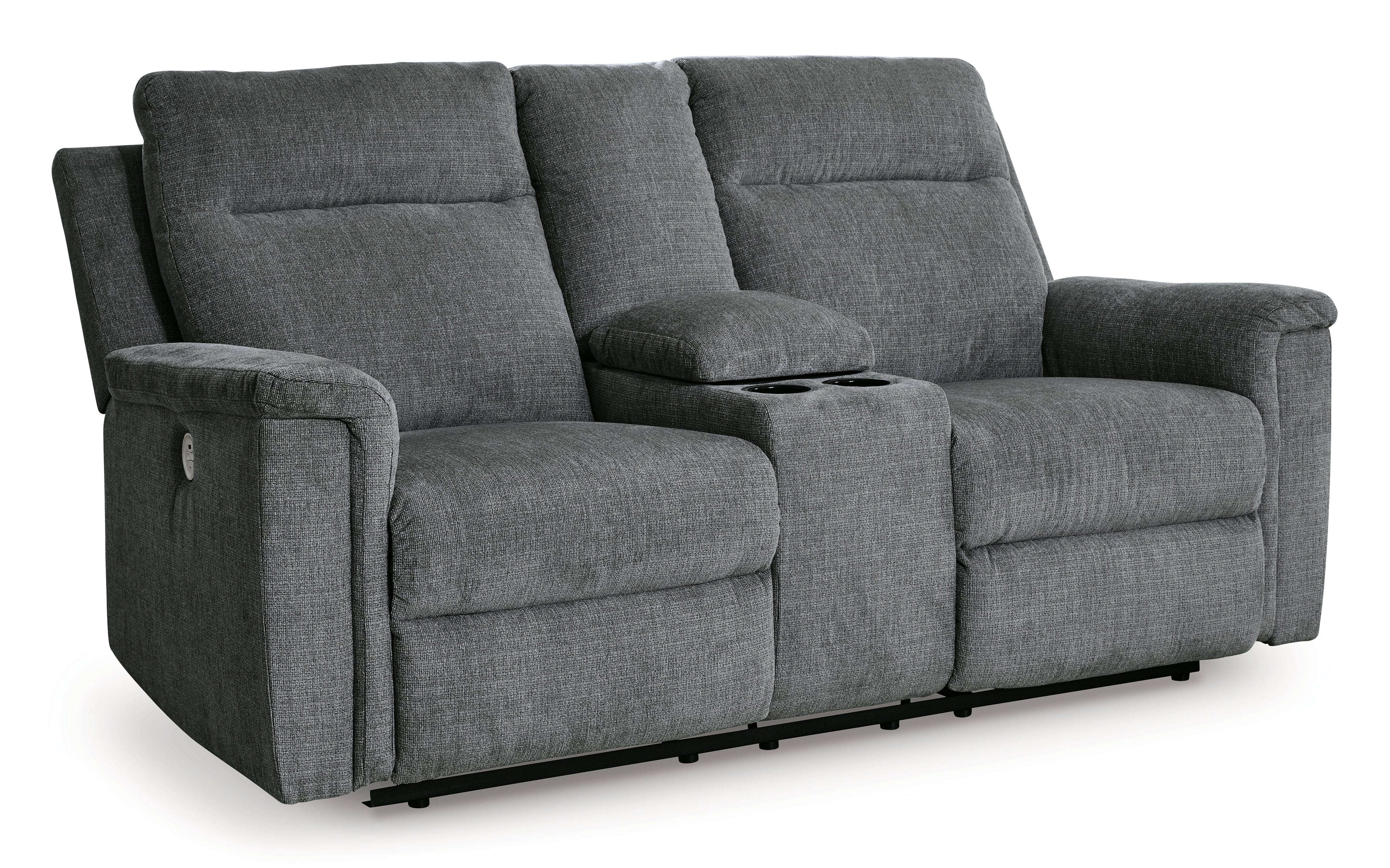 Barnsana Gravel Micro Chenille Power Reclining Loveseat w/ Console