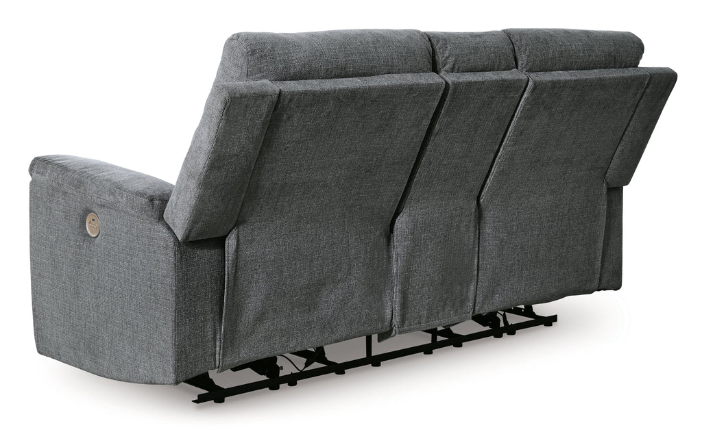 Barnsana Gravel Micro Chenille Power Reclining Loveseat w/ Console