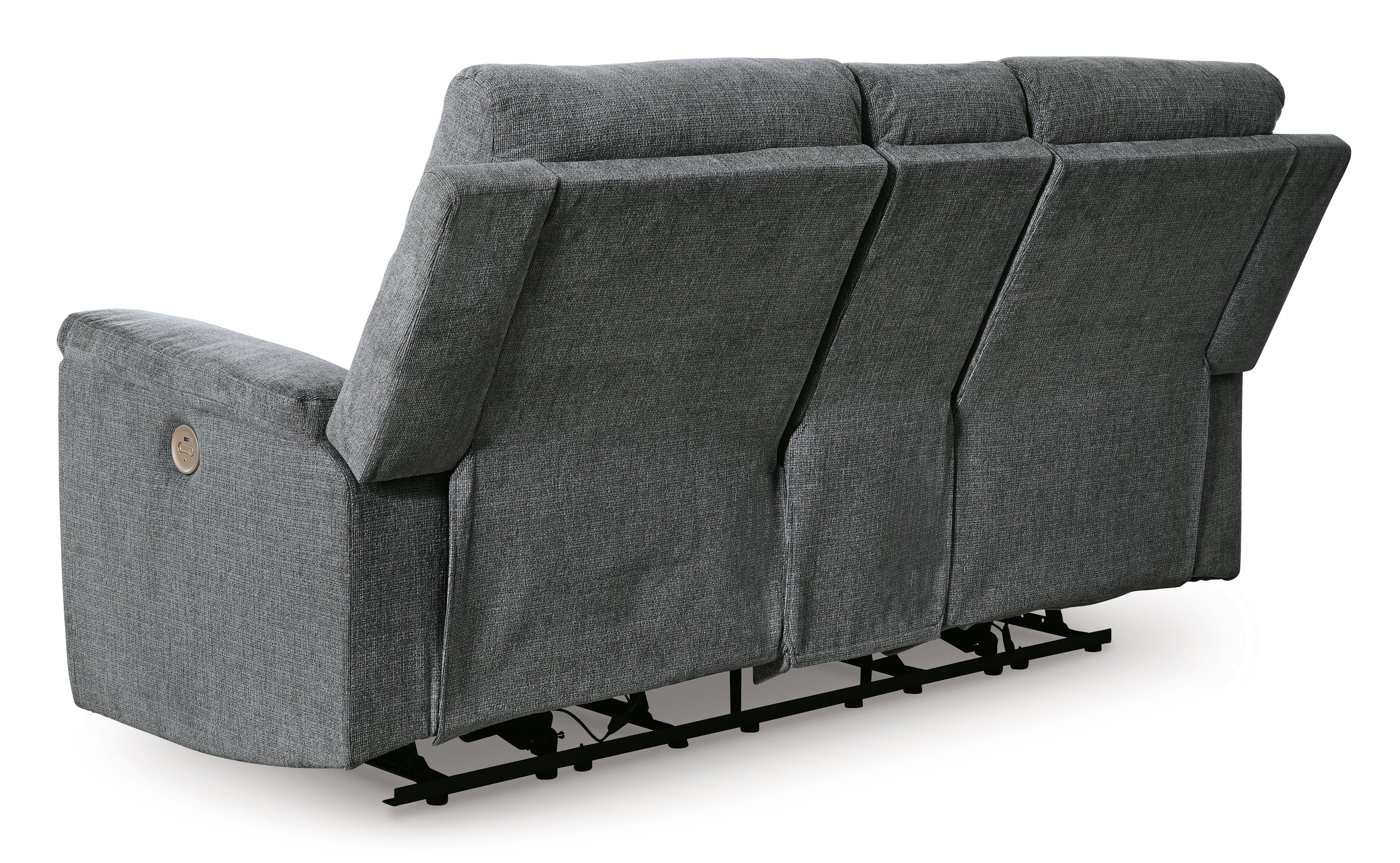 Barnsana Gravel Micro Chenille Power Reclining Loveseat w/ Console