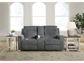 Barnsana Gravel Micro Chenille Power Reclining Loveseat w/ Console
