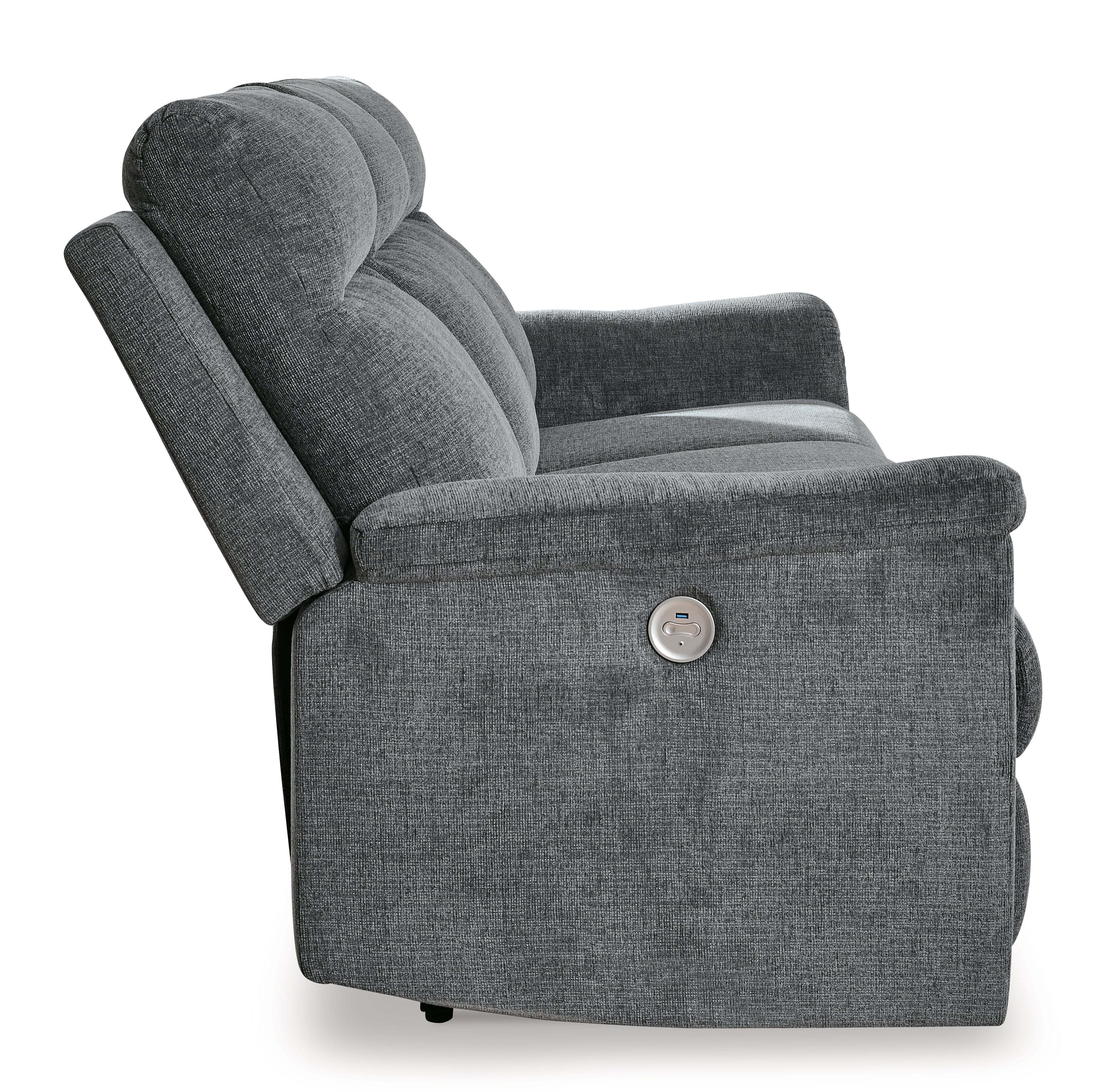 Barnsana Gravel Micro Chenille Power Reclining Sofa
