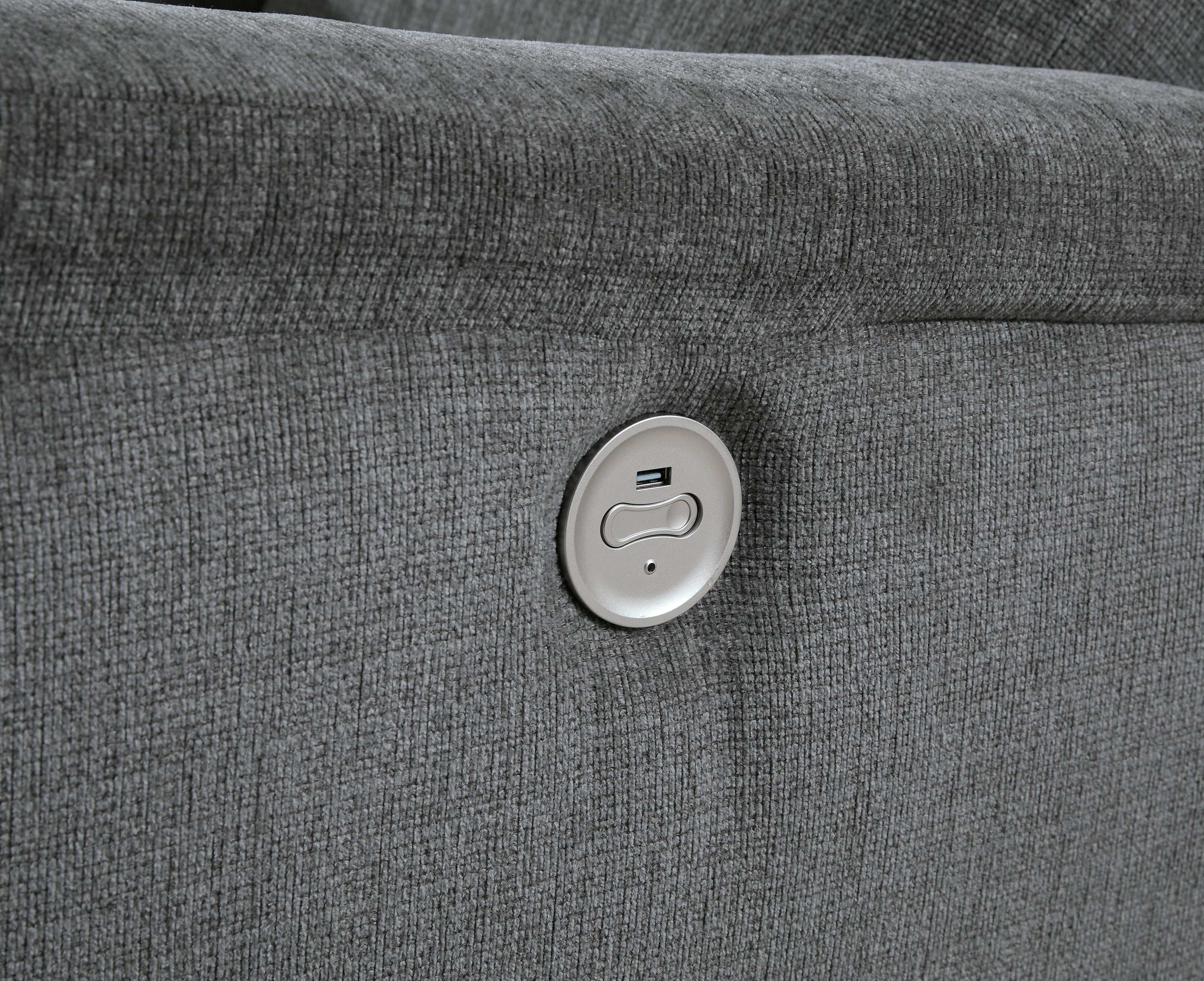 Barnsana Gravel Micro Chenille Power Reclining Sofa