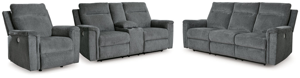 Barnsana Gravel Power Reclining Sofa, Loveseat and Recliner