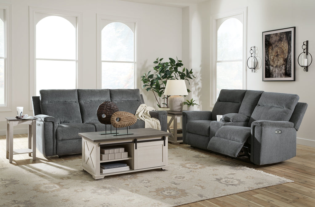 Barnsana Gravel Power Reclining Sofa, Loveseat and Recliner
