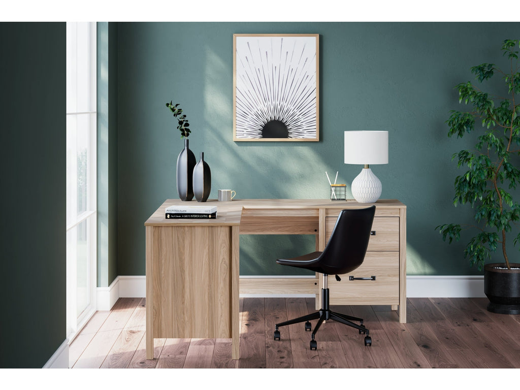 Battelle Tan 60" Home Office Desk with Return