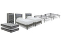 Baystorm Gray 2 Twin Panel Beds, 2 Mattresses, 2 Foundations, and Chest