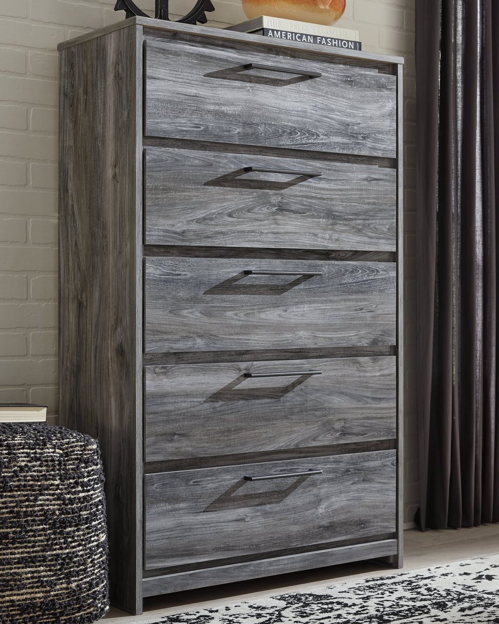 Baystorm Gray 2 Twin Panel Beds, 2 Mattresses, 2 Foundations, and Chest