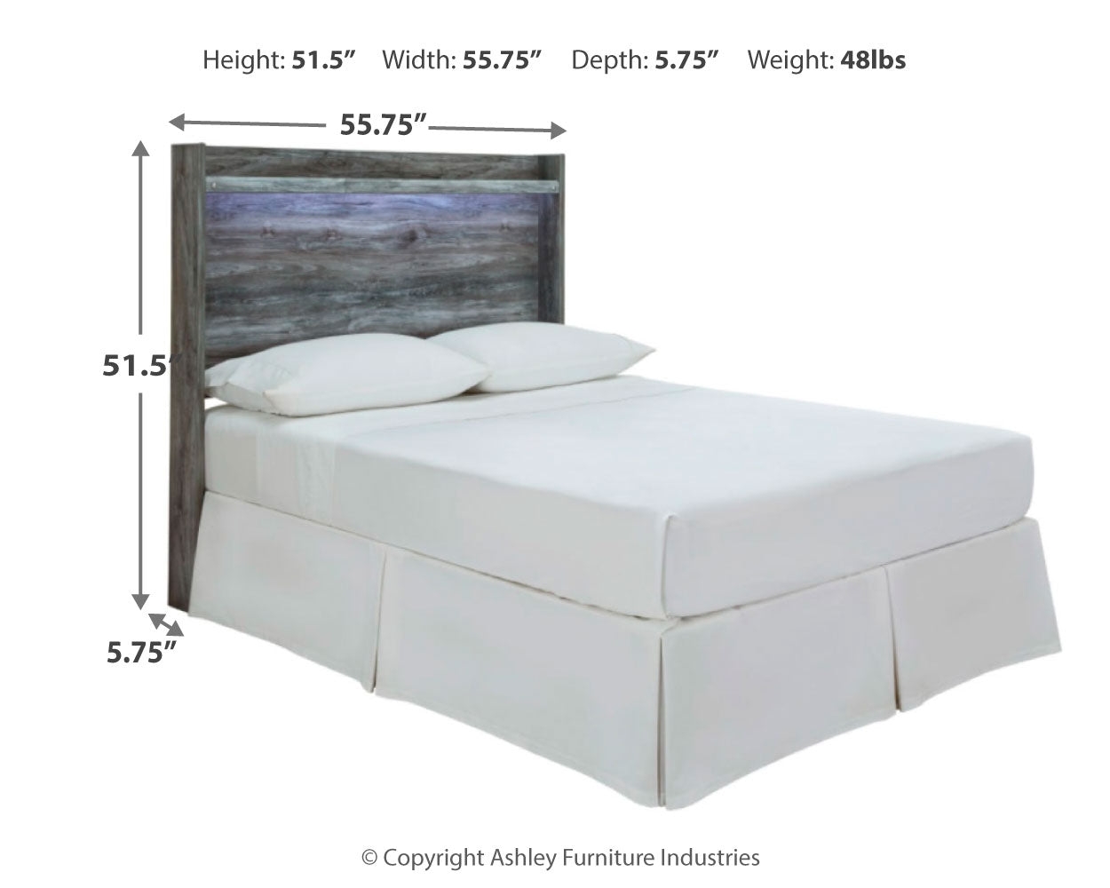 Baystorm Full Panel Bed Headboard, Dresser, Mirror and Nightstand, Gray