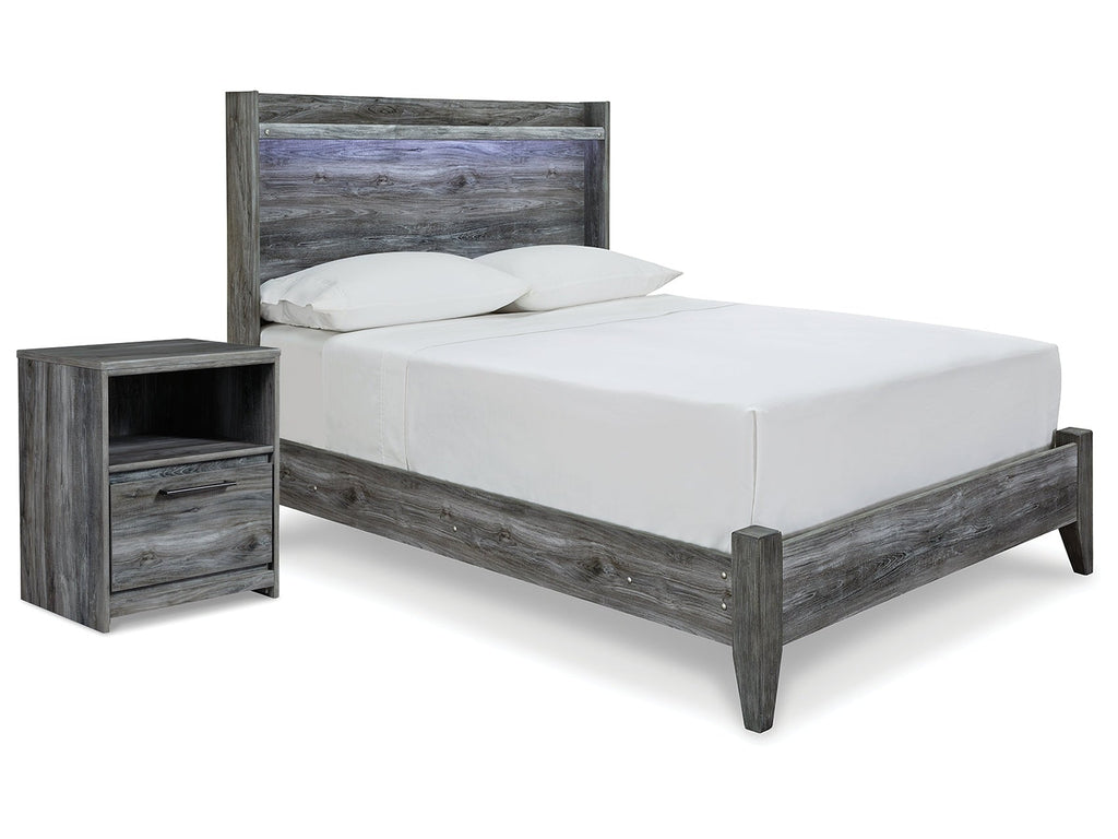 Baystorm Gray Full Panel Bed & Nightstand
