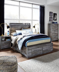 Baystorm Gray Full Panel Bed with 4 Storage Drawers
