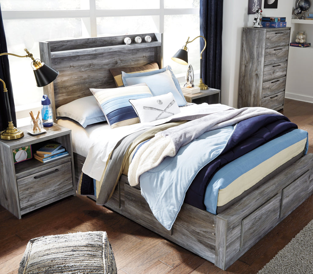 Baystorm Gray Full Panel Bed with 6 Storage Drawers