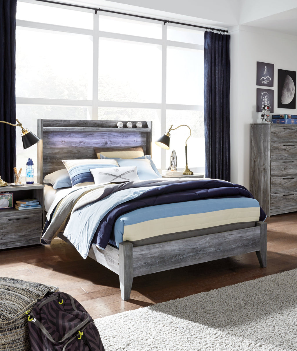Baystorm Full Panel Bedroom Set, Gray