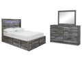 Baystorm Gray Full Panel Storage Bed & Dresser & Mirror