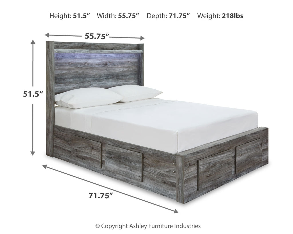 Baystorm Gray Full Panel Storage Bed & Dresser & Mirror