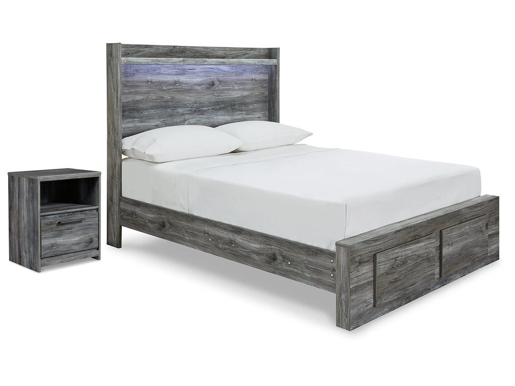Baystorm Gray Full Panel Storage Bed and Nightstand
