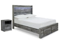 Baystorm Gray Full Panel Storage Bed and Nightstand