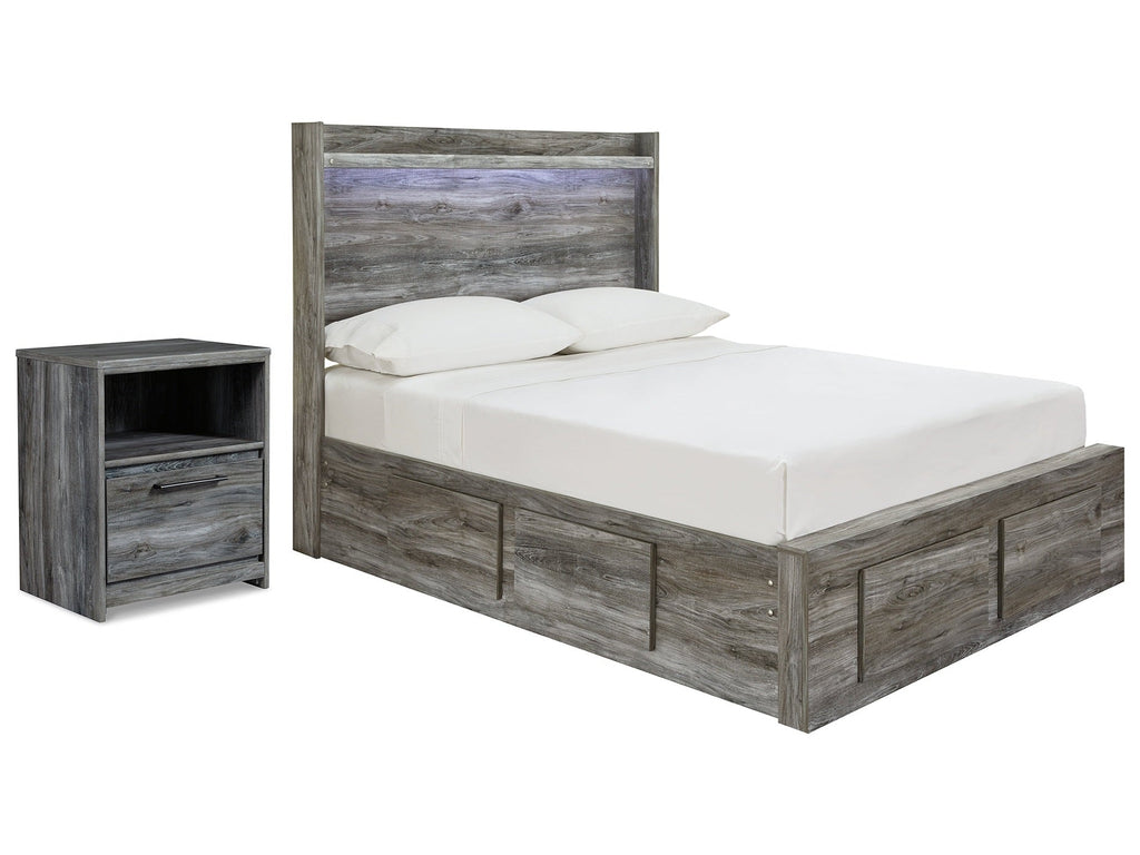 Baystorm Gray Full Panel Storage Bedroom Set with Nightstand