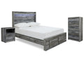 Baystorm Gray Full Storage Bed, Chest and Nightstand