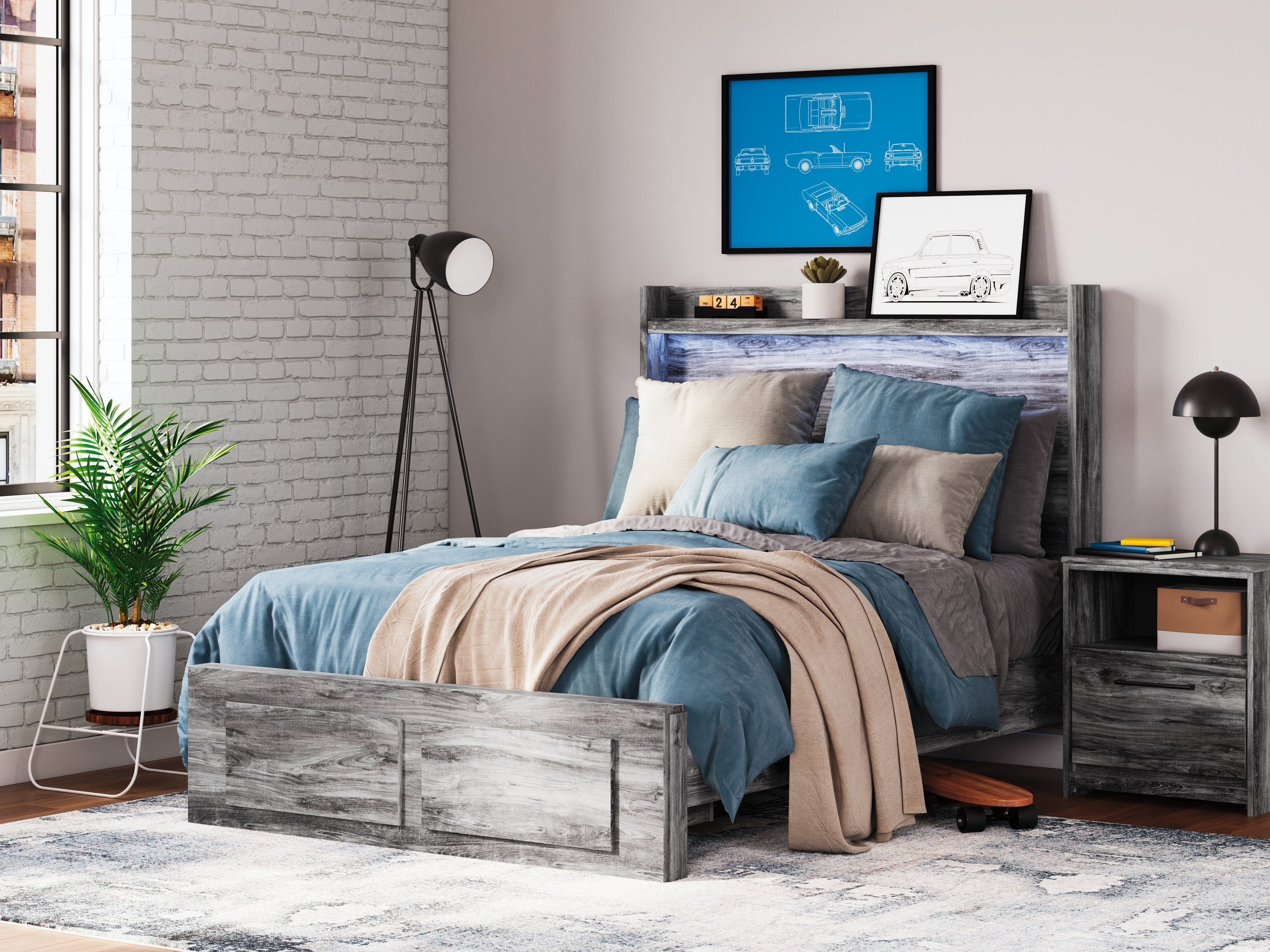 Baystorm Gray Full Storage Bed, Chest and Nightstand
