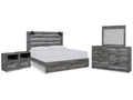 Baystorm Gray King Panel Bed & Dresser & Mirror & 2 Nightstands