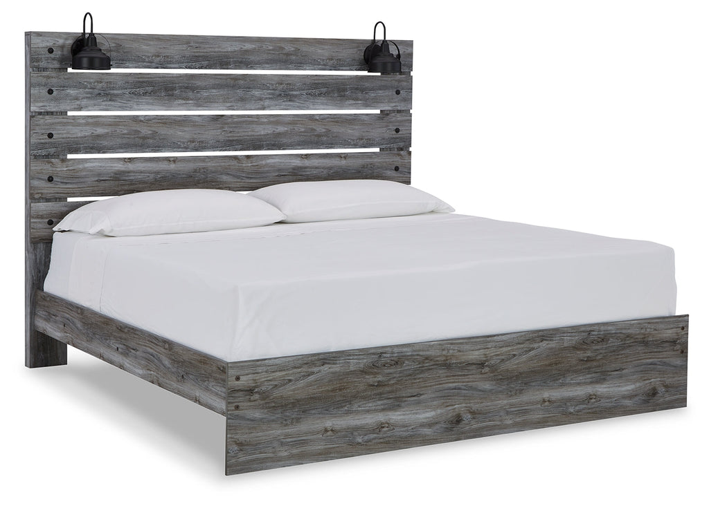 Baystorm Gray King Panel Bed & Dresser & Mirror & 2 Nightstands