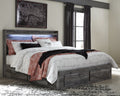 Baystorm Gray King Panel Bed with 6 Storage Drawers