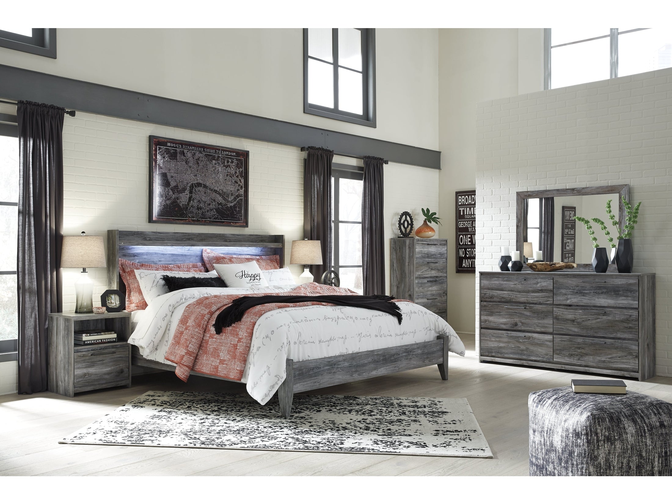 Baystorm King Panel Bedroom Set, Gray