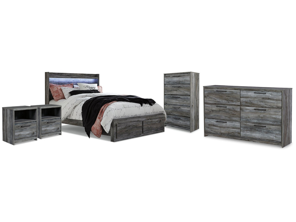 Baystorm King Panel Storage Bedroom Set, Gray