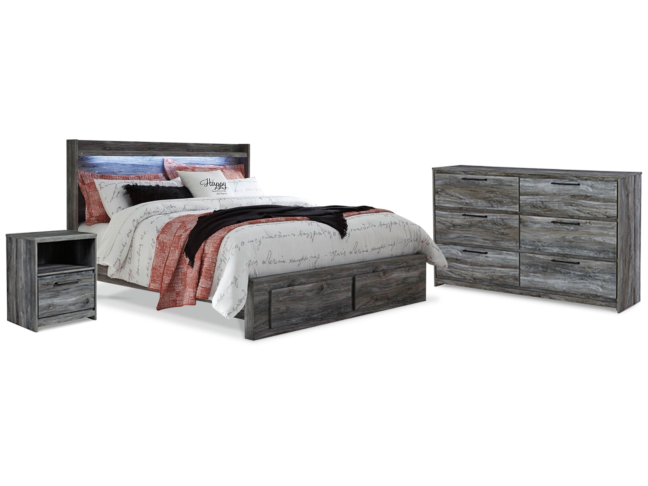 Baystorm King Panel Storage Bedroom Set, Gray